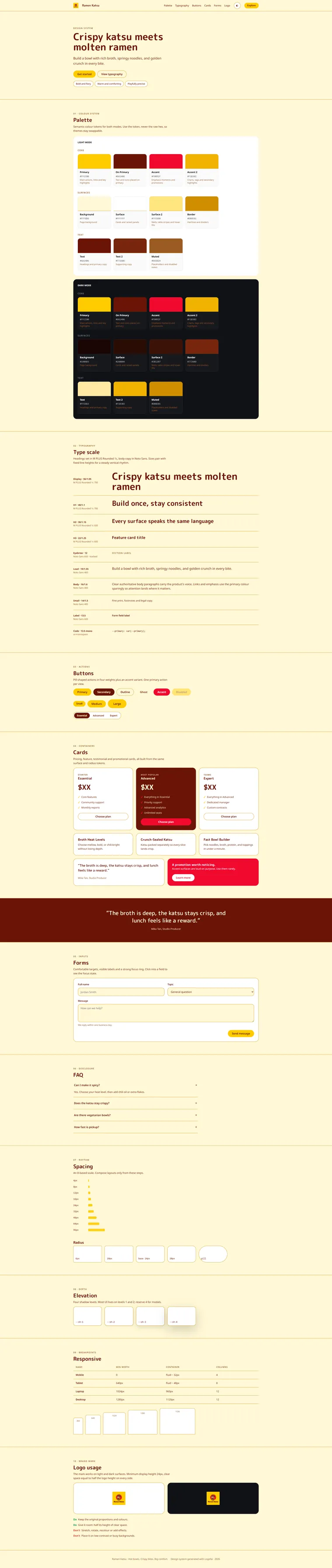Ramen Katsu live style guide generated by Logofai