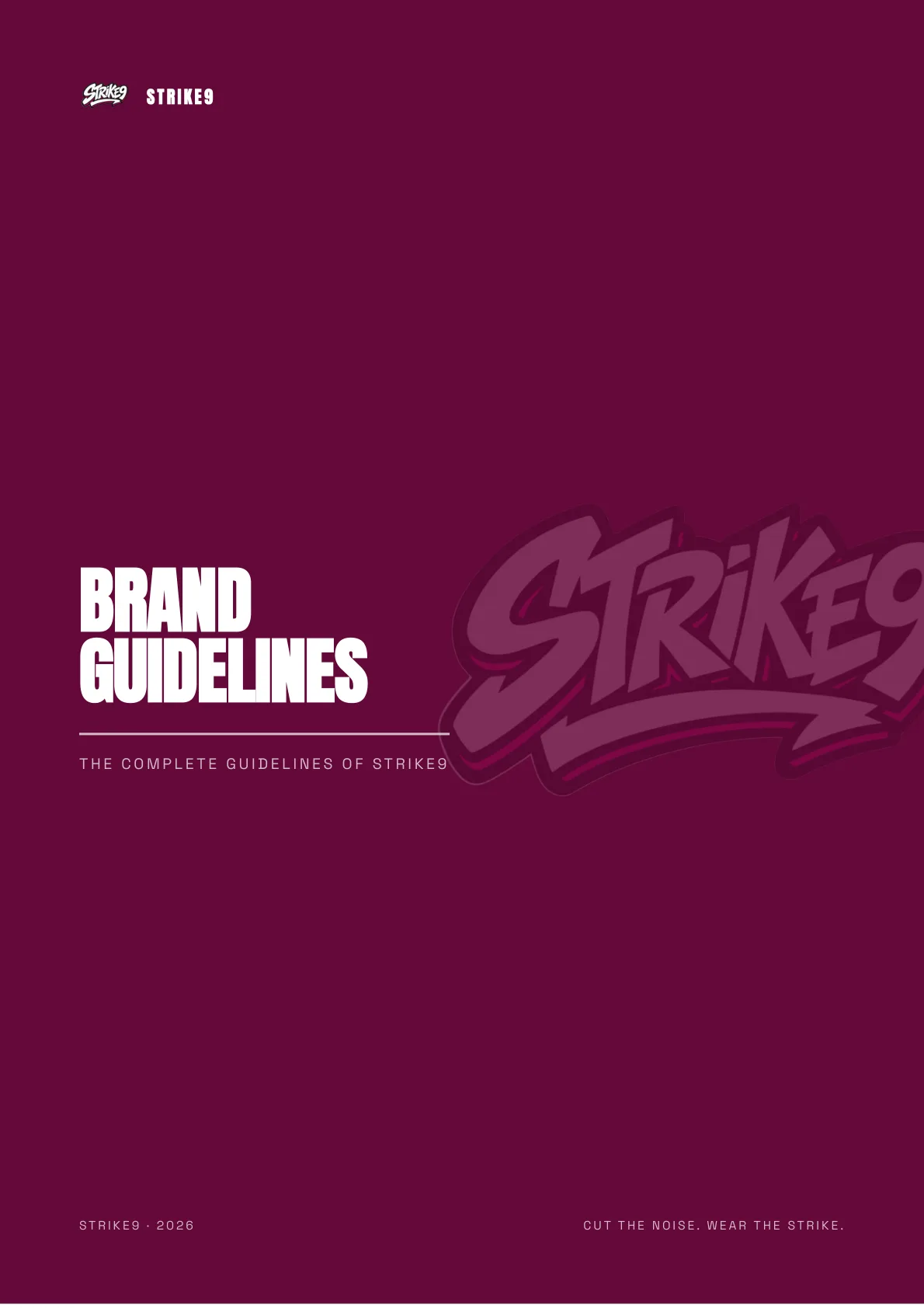 Strike9 brand guidelines cover generated by Logofai