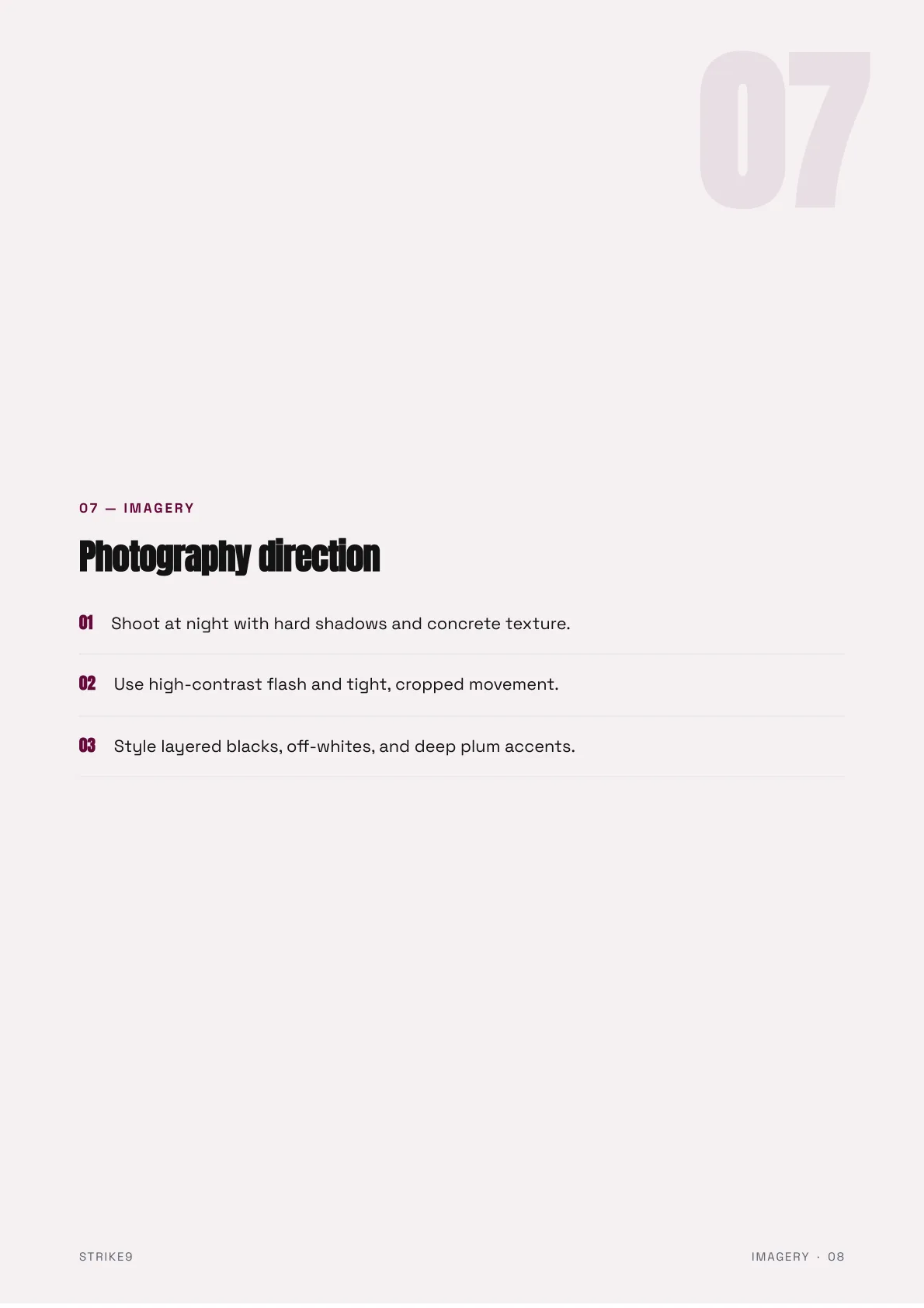 Strike9 brand guidelines imagery page generated by Logofai