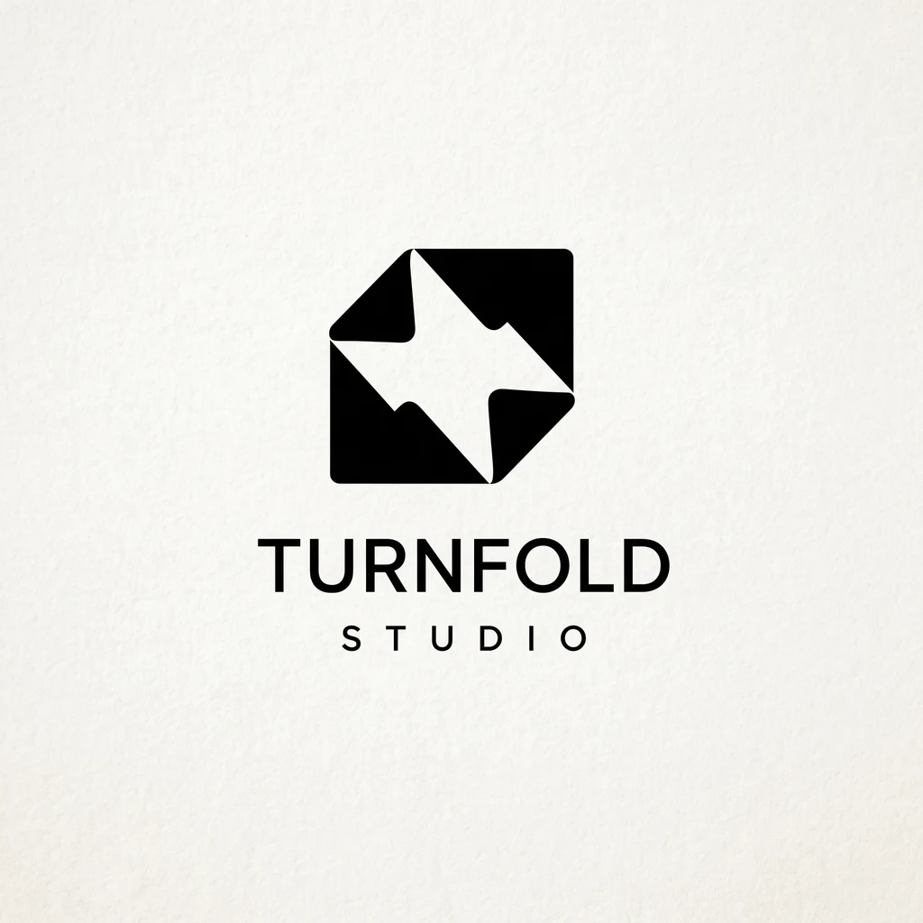 Turnfold Studio logo, generated from the prompt above