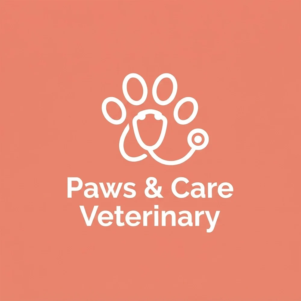 Paws & Care Veterinary, a medical and dental logo generated with Logofai