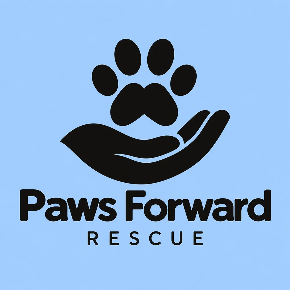 Paws Forward Rescue, a nonprofit logo generated with Logofai