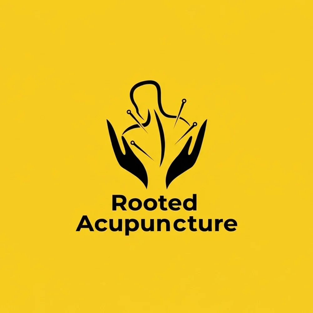 Rooted Acupuncture, a spa and wellness logo generated with Logofai