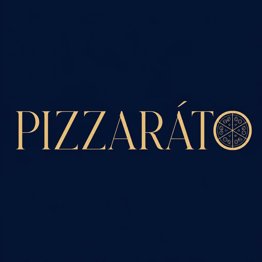 Pizzaráto (Pizzaráto), a Italian wordmark with symbol logo