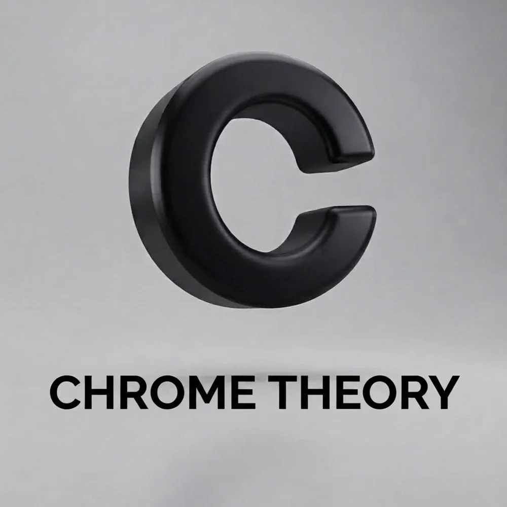 Chrome Theory, a 3d style logo generated with Logofai