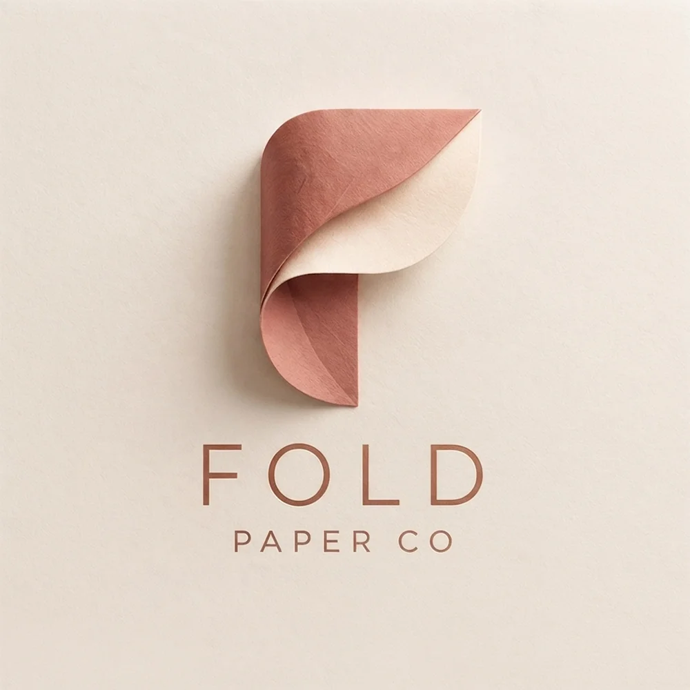 Fold Paper Co, a 3d style logo generated with Logofai