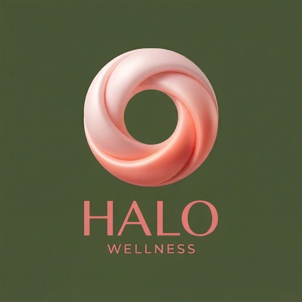 Halo Wellness, a 3d style logo generated with Logofai