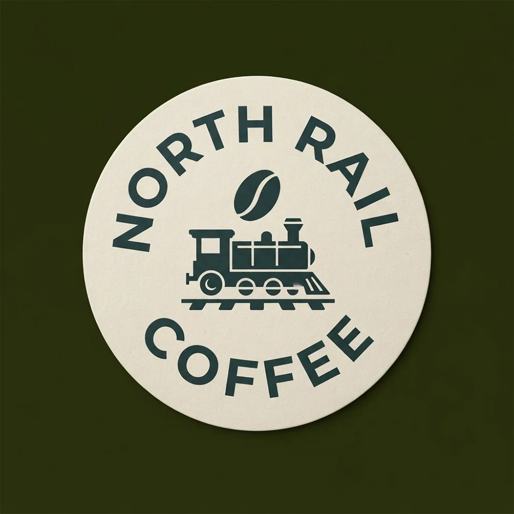 North Rail Coffee, an emblem style logo generated with Logofai