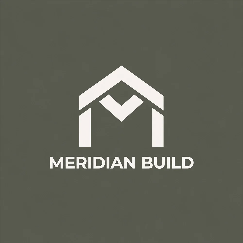 Meridian Build, a geometric style logo generated with Logofai