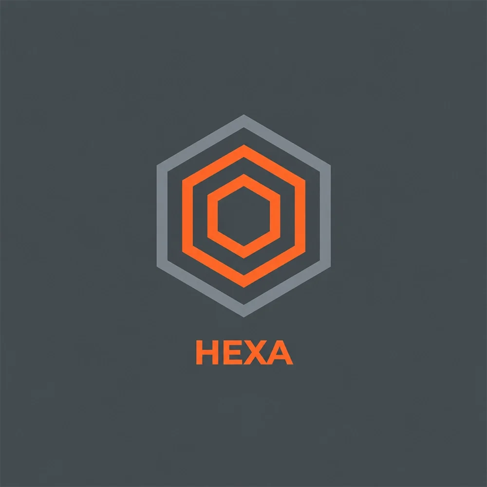Hexa, a geometric style logo generated with Logofai