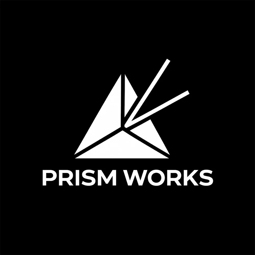 Prism Works, a geometric style logo generated with Logofai