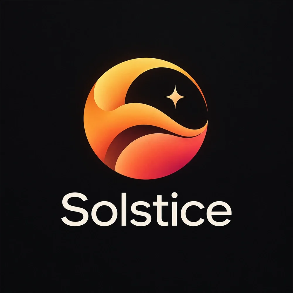 Solstice, a gradient style logo generated with Logofai