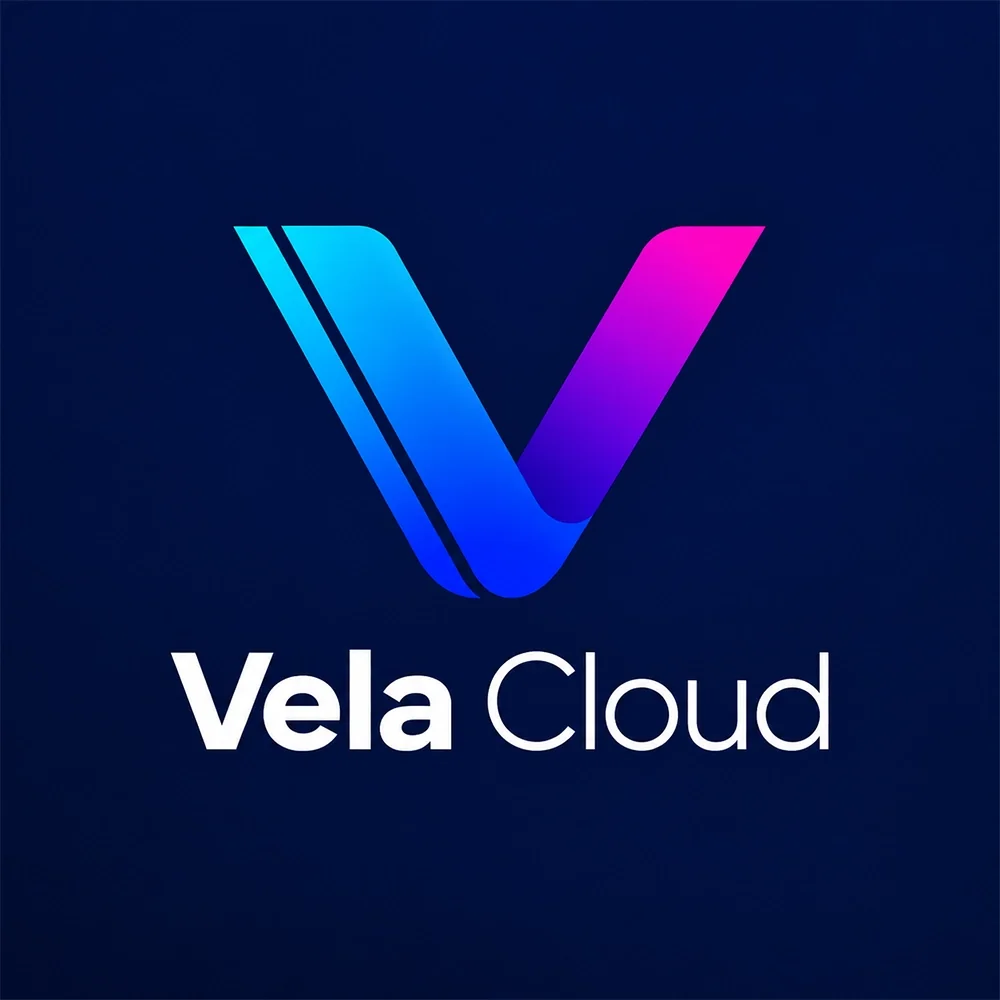 Vela Cloud, a gradient style logo generated with Logofai