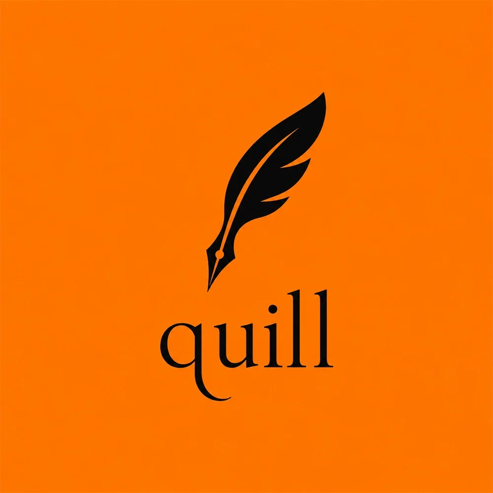 quill, a lowercase style logo generated with Logofai