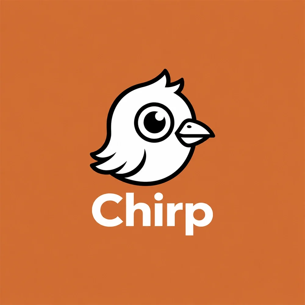 Chirp, a mascot style logo generated with Logofai