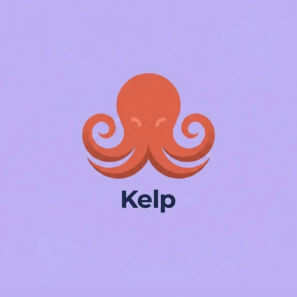 Kelp, a mascot style logo generated with Logofai