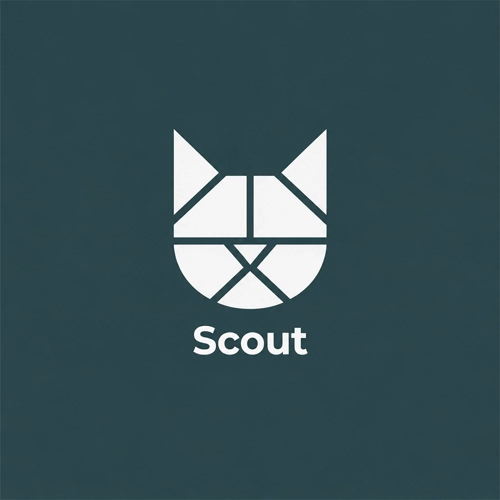 Scout, a mascot style logo generated with Logofai