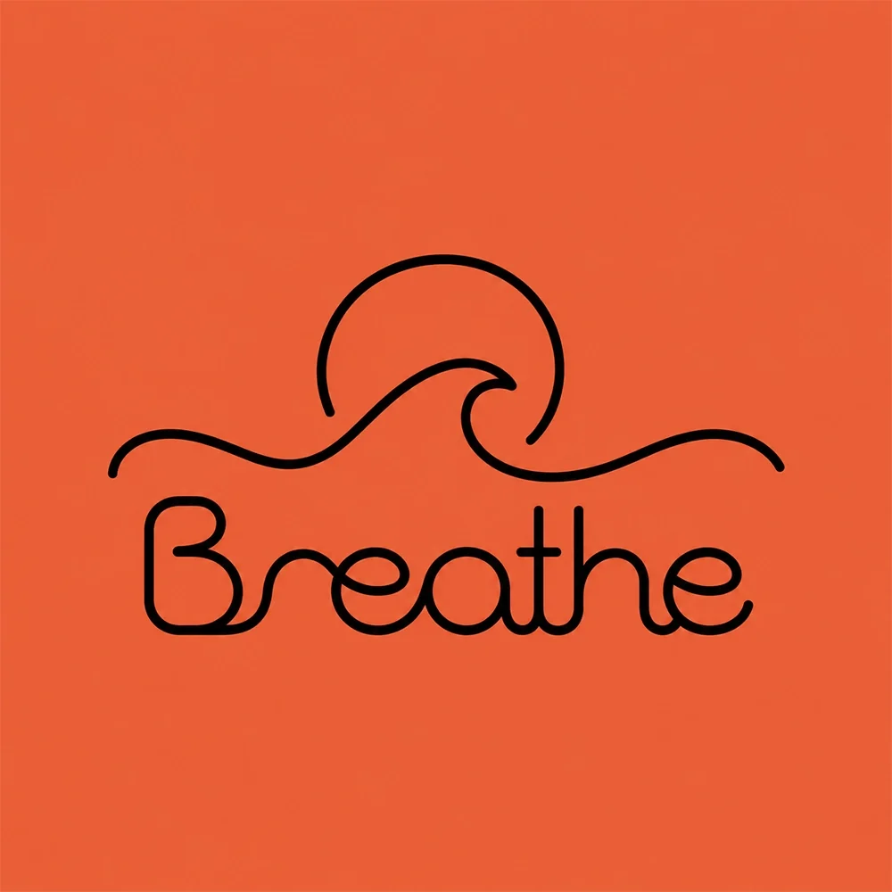 Breathe, a monoline style logo generated with Logofai