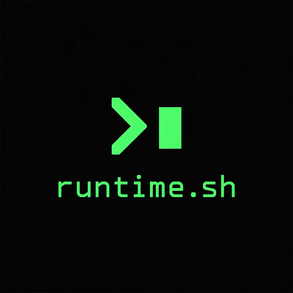 runtime.sh, a monospace style logo generated with Logofai