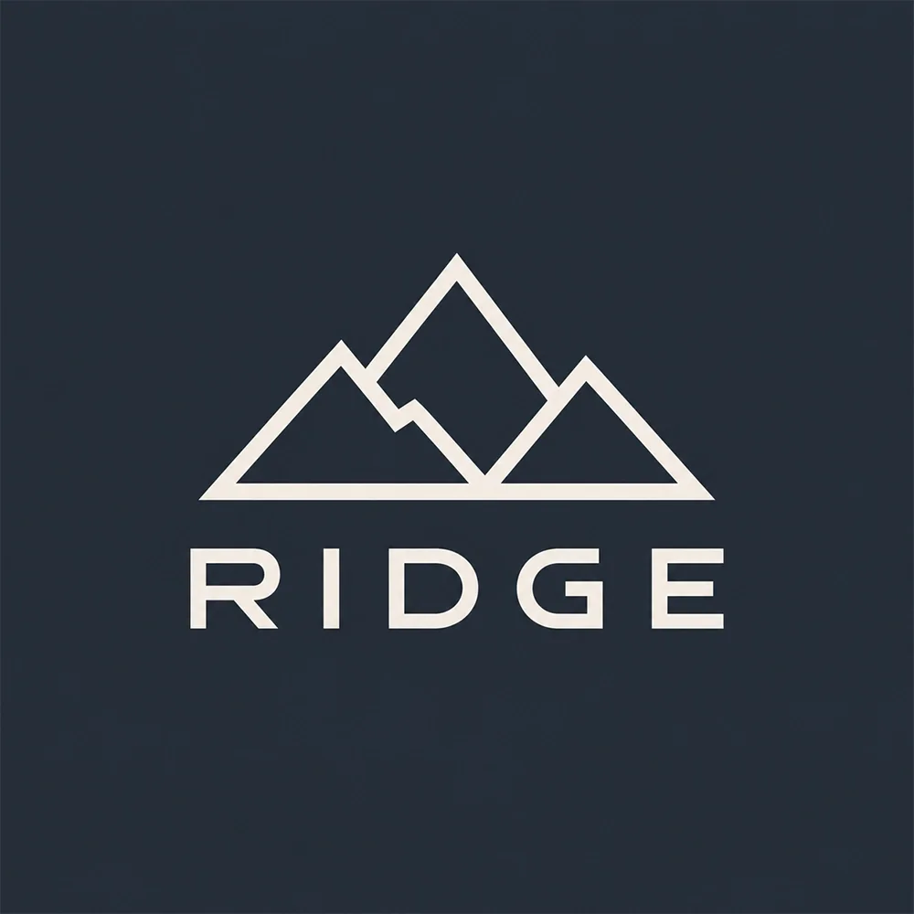 Ridge, an outline style logo generated with Logofai