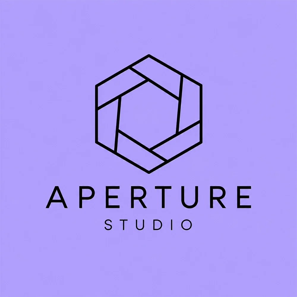 Aperture Studio, an outline style logo generated with Logofai