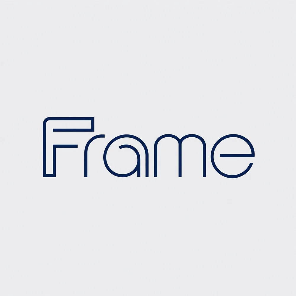 Frame, an outline style logo generated with Logofai