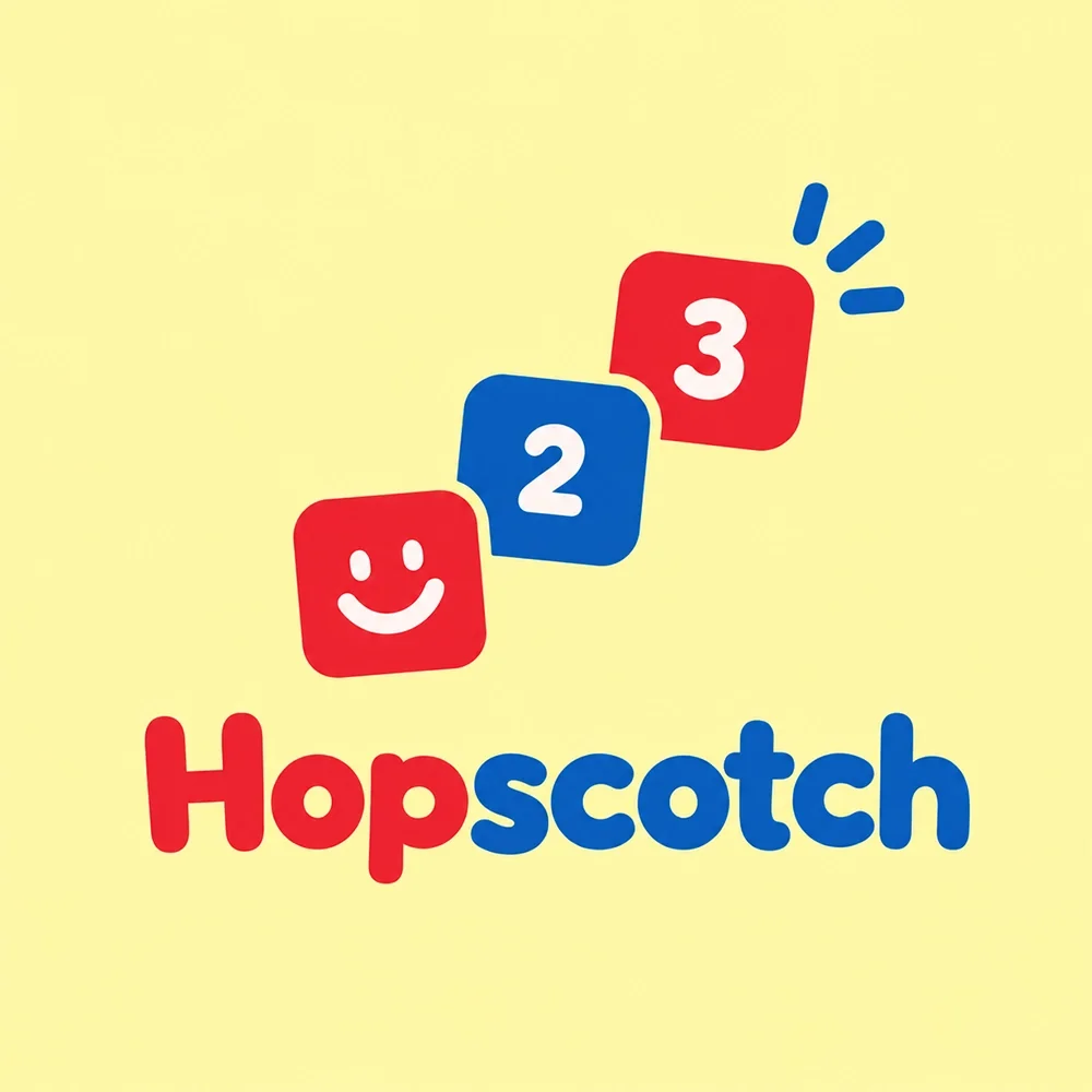 Hopscotch, a playful style logo generated with Logofai