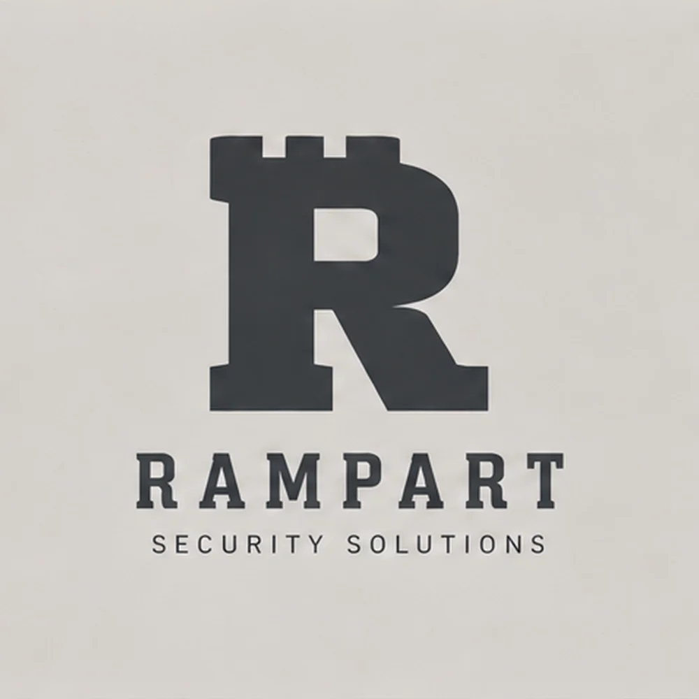 Rampart, a slab-serif style logo generated with Logofai