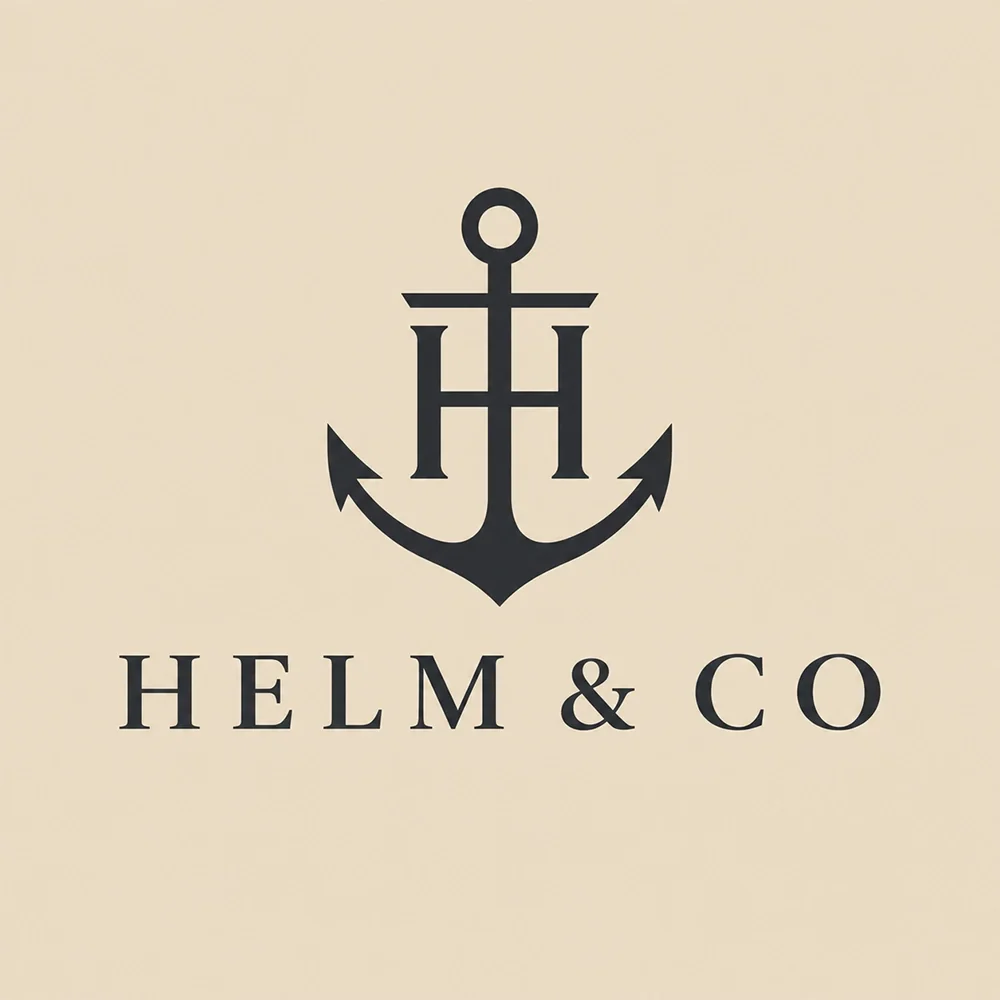 HELM & CO, an uppercase style logo generated with Logofai