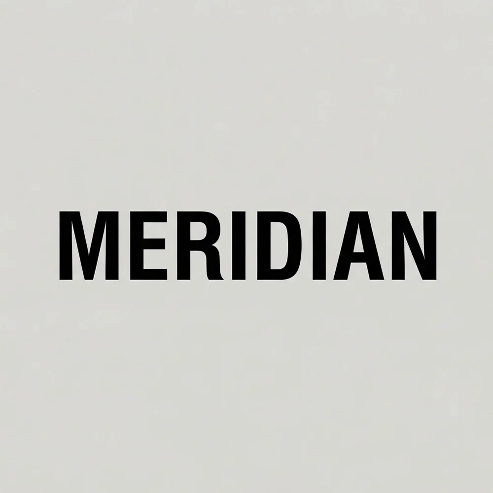 MERIDIAN, an uppercase style logo generated with Logofai