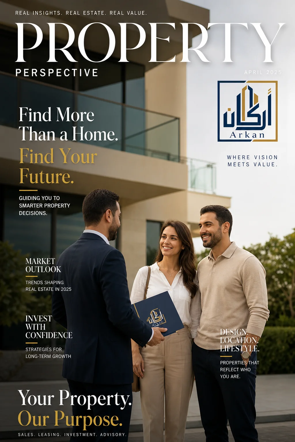 Arkan property magazine cover lifestyle photo generated with Logofai