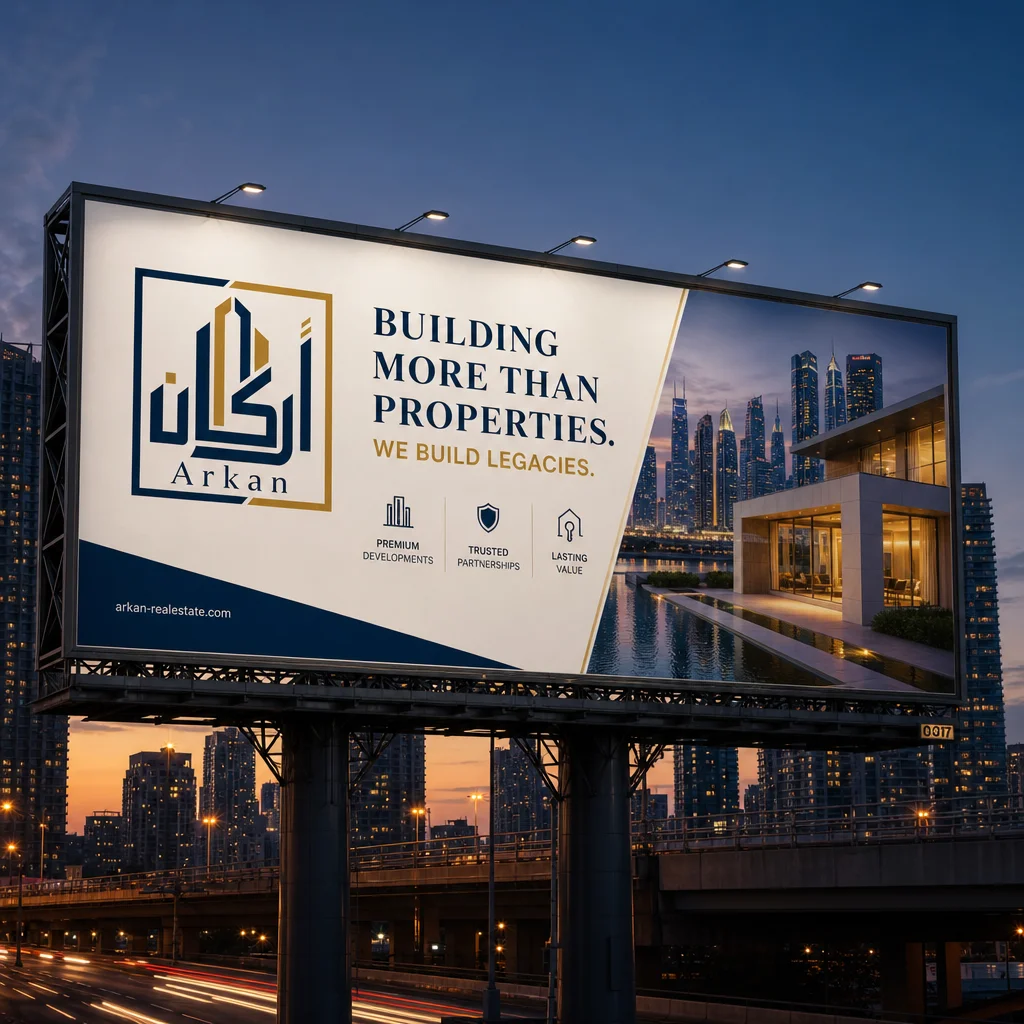 Arkan highway billboard mockup generated with Logofai