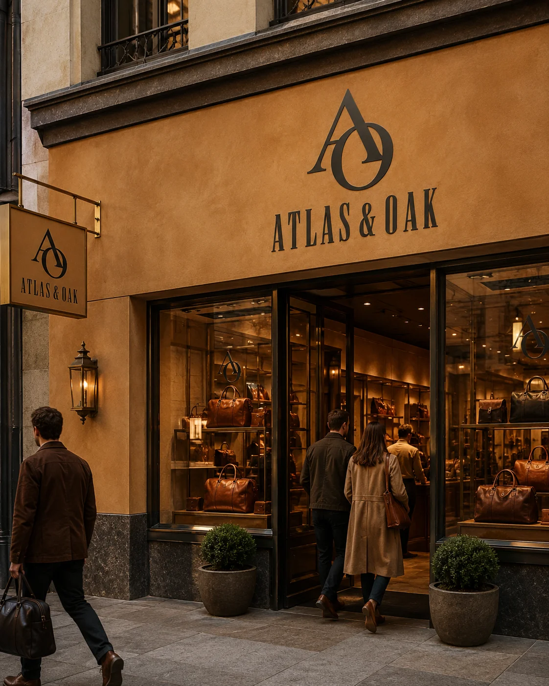 Atlas & Oak Storefront mockup generated by Logofai