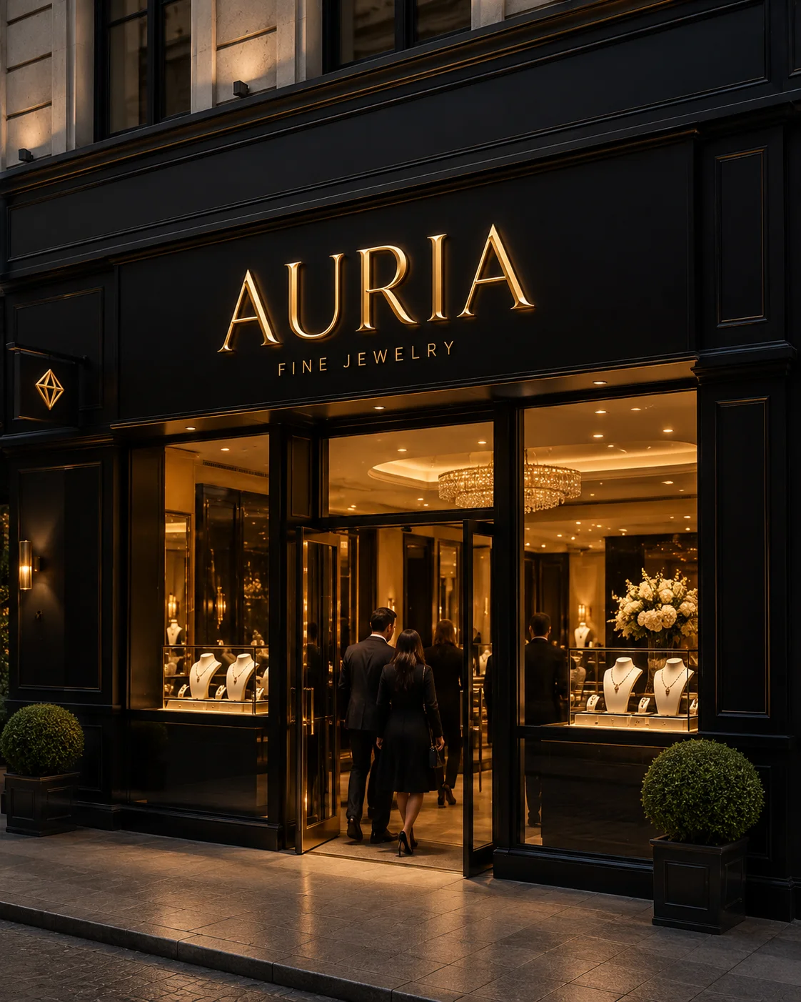 Auria flagship storefront mockup generated with Logofai