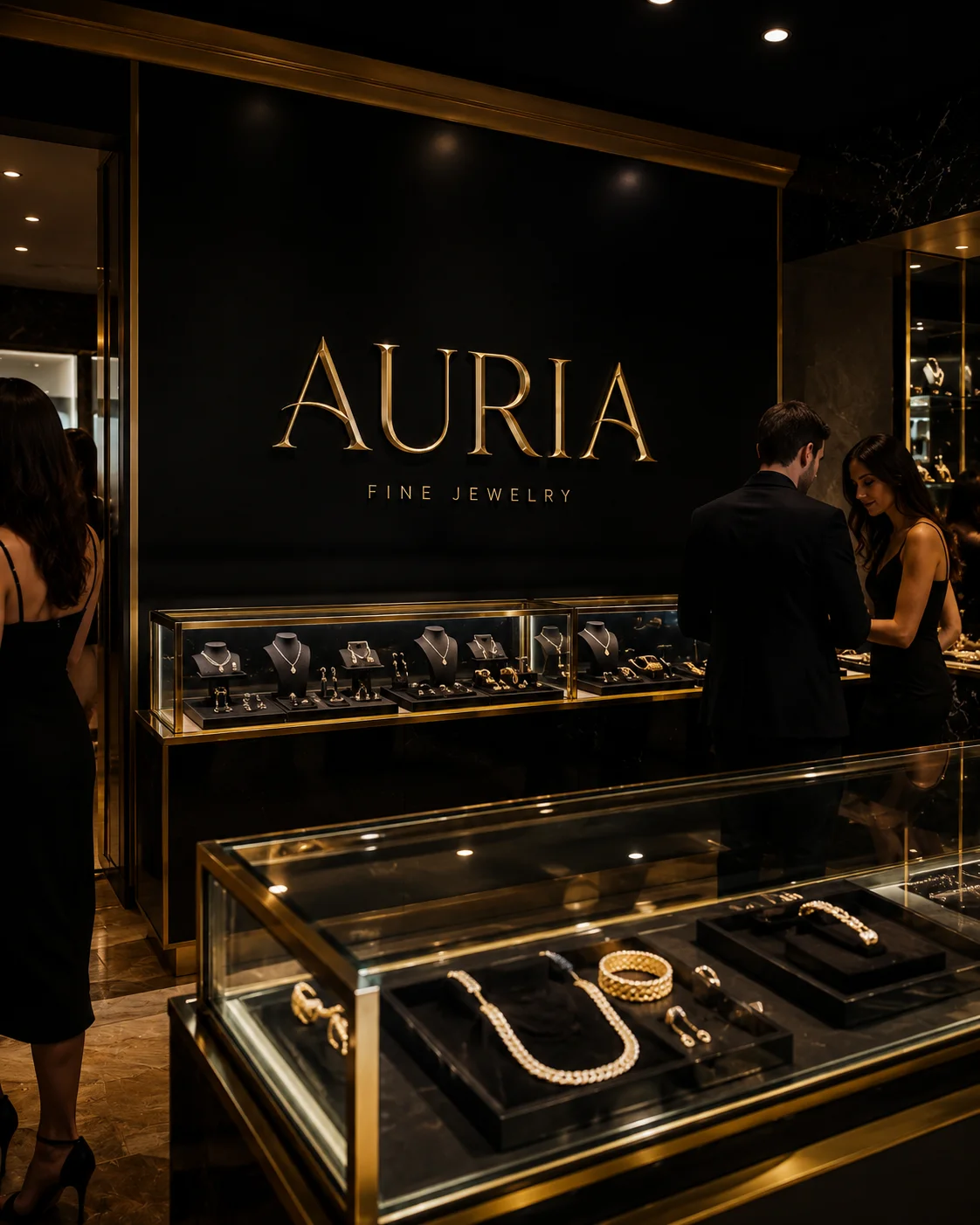 Auria display case mockup generated with Logofai