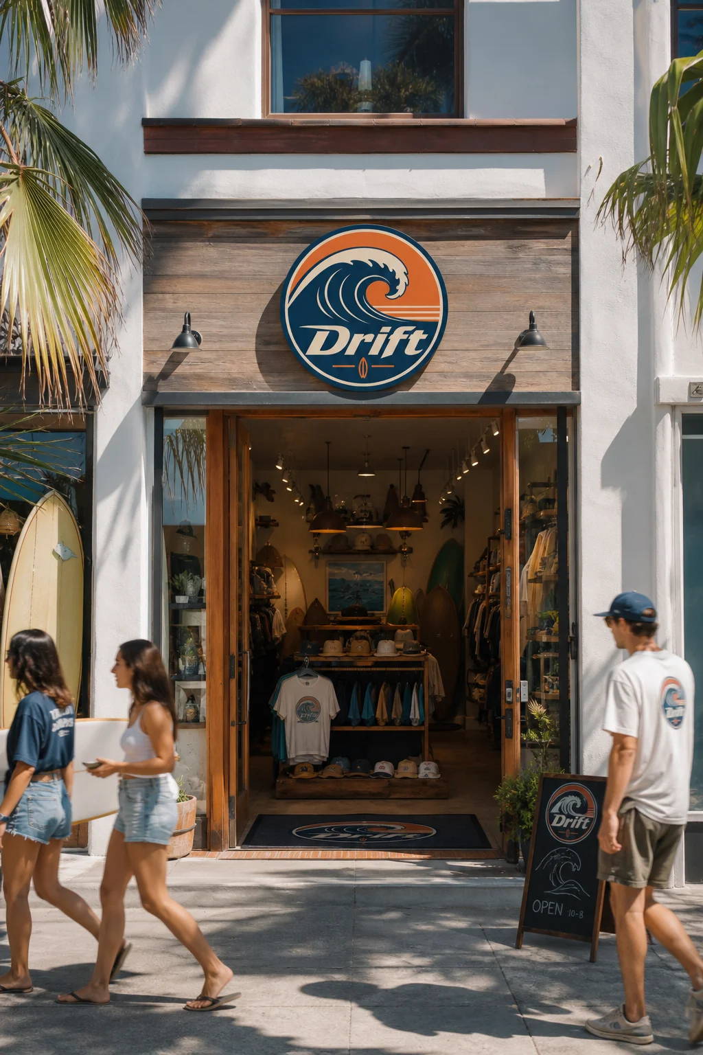 Drift shop entrance lifestyle photo generated with Logofai
