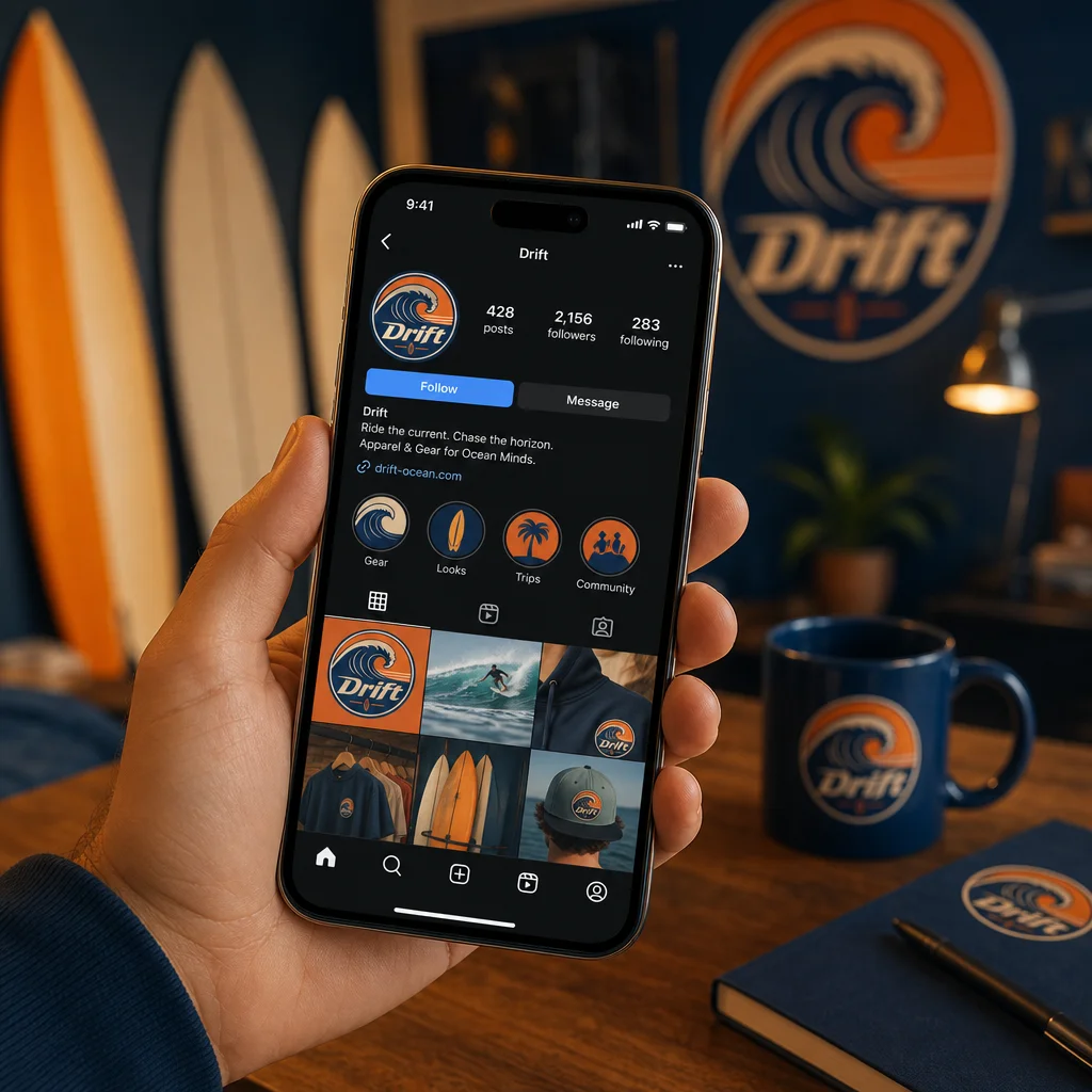 Drift instagram profile mockup generated with Logofai