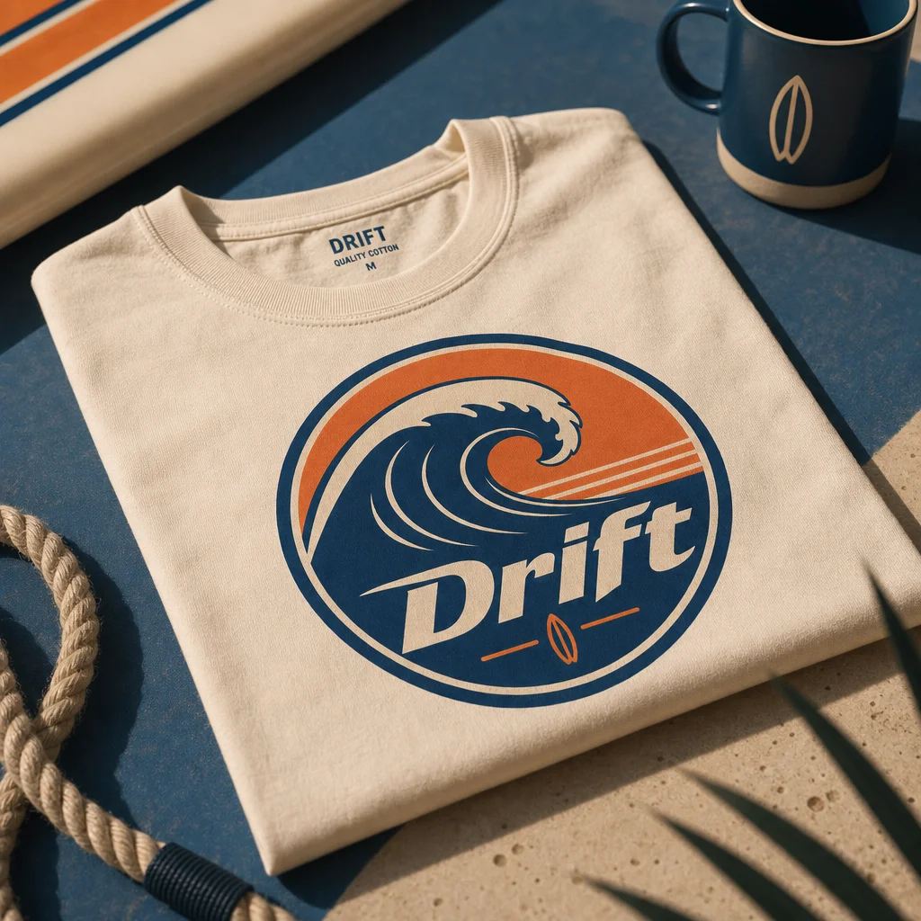 Drift folded tee mockup generated with Logofai
