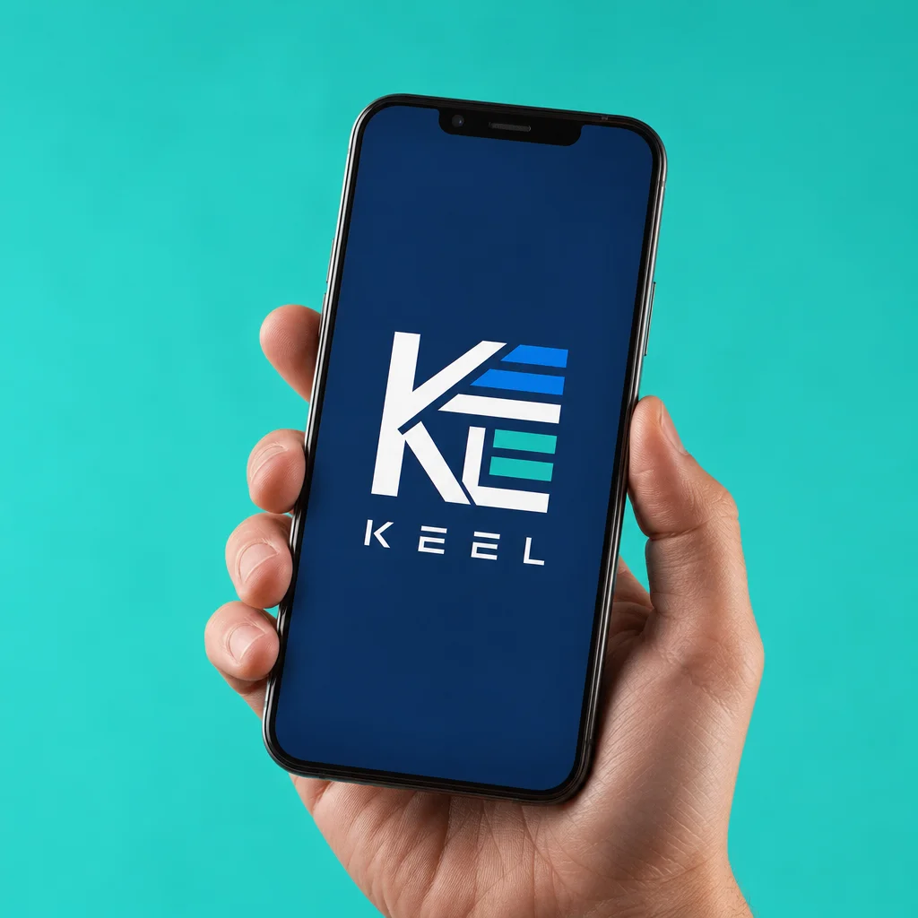 Keel app on phone mockup generated with Logofai
