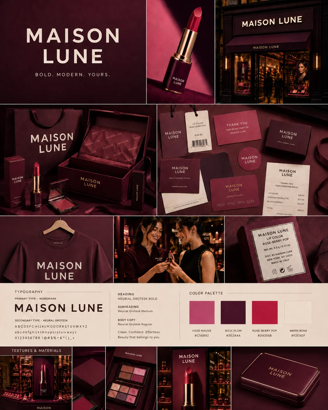 Maison Lune brand kit board generated by Logofai