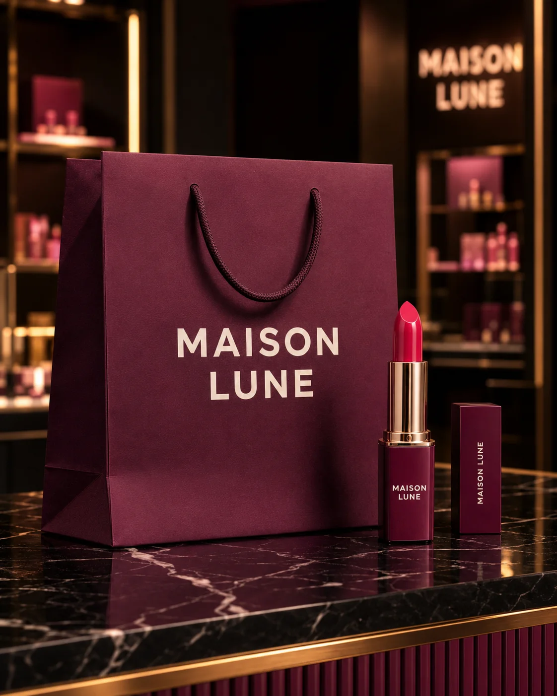 Maison Lune Shopping bag mockup generated by Logofai