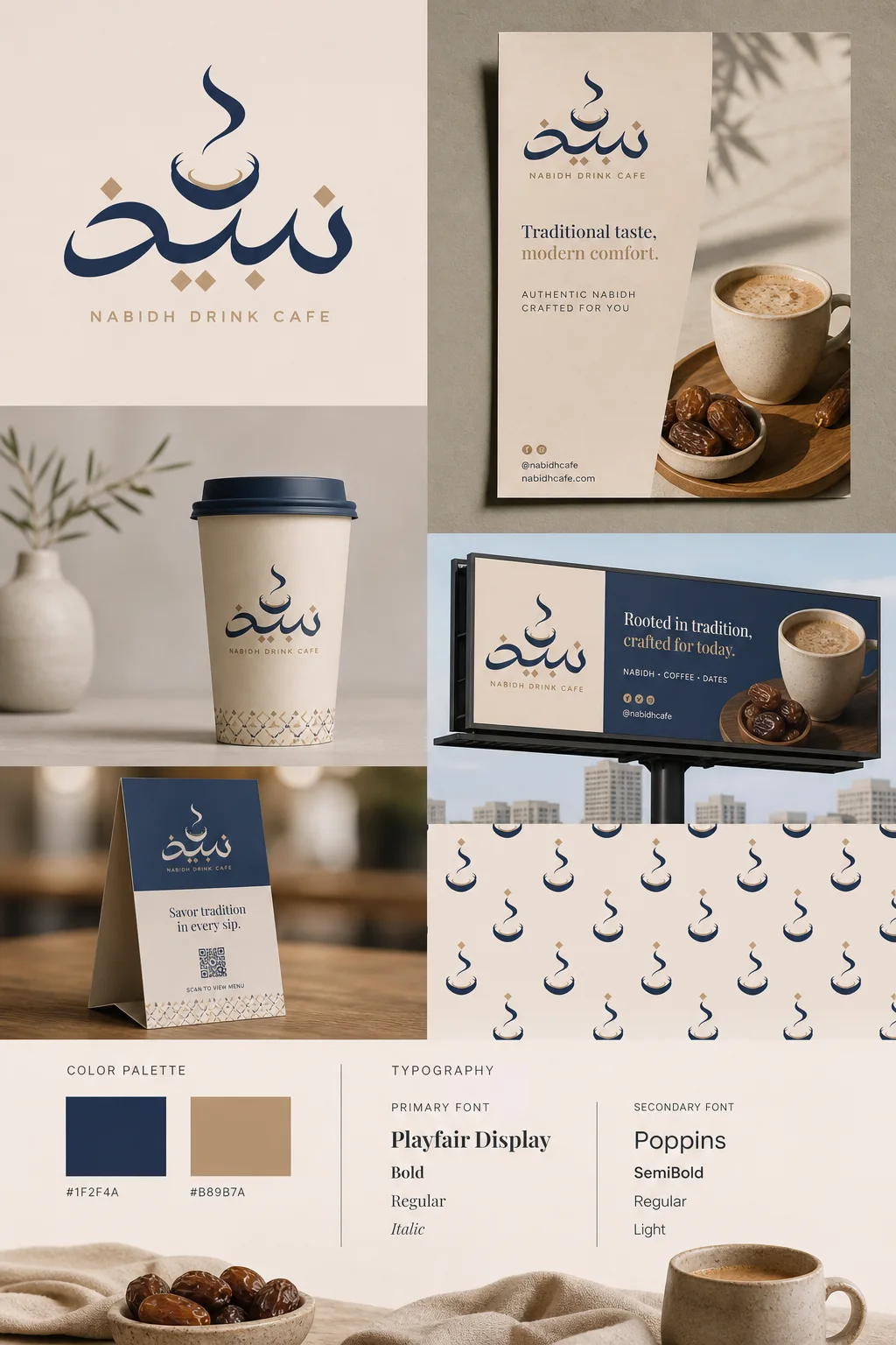 Nabidh brand kit board generated by Logofai