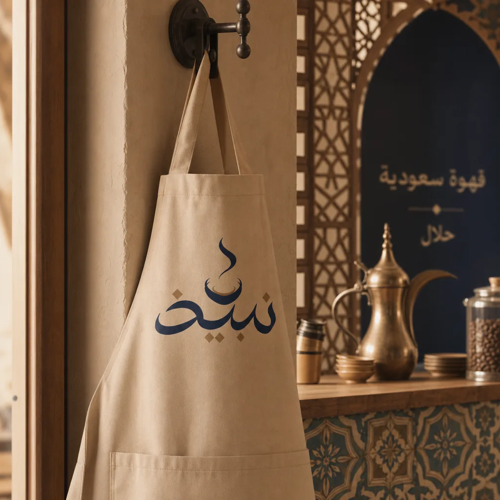 Nabidh Barista apron mockup generated by Logofai