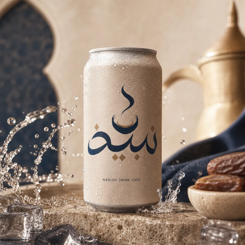 Nabidh Beverage can mockup generated by Logofai