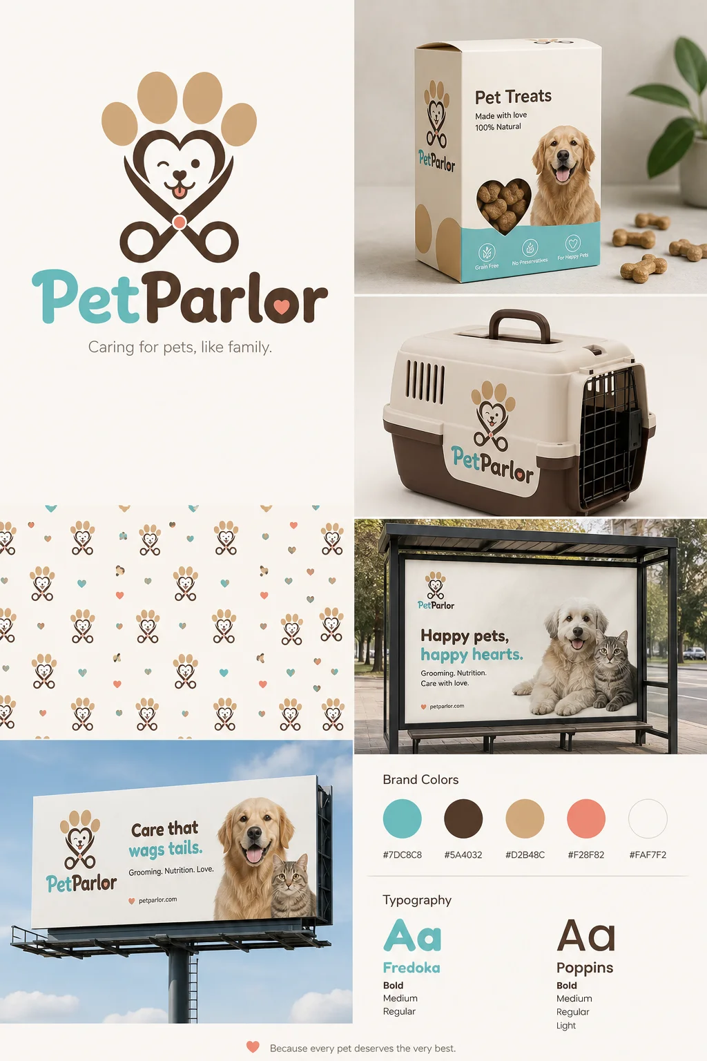PetParlor brand kit board generated by Logofai