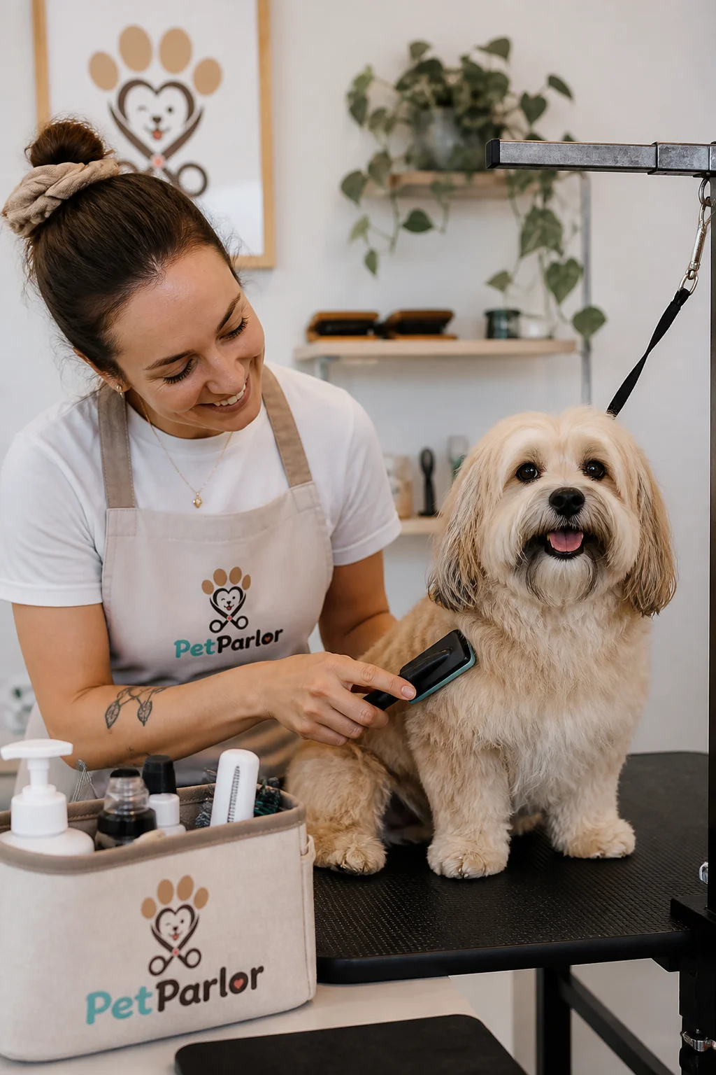 PetParlor brush and shine lifestyle photo generated with Logofai