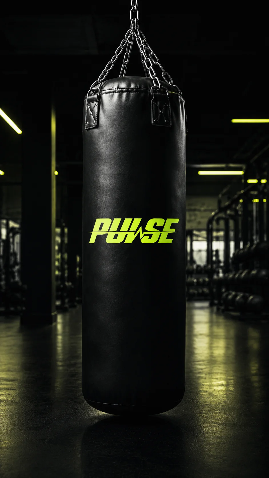Pulse heavy bag mockup generated with Logofai