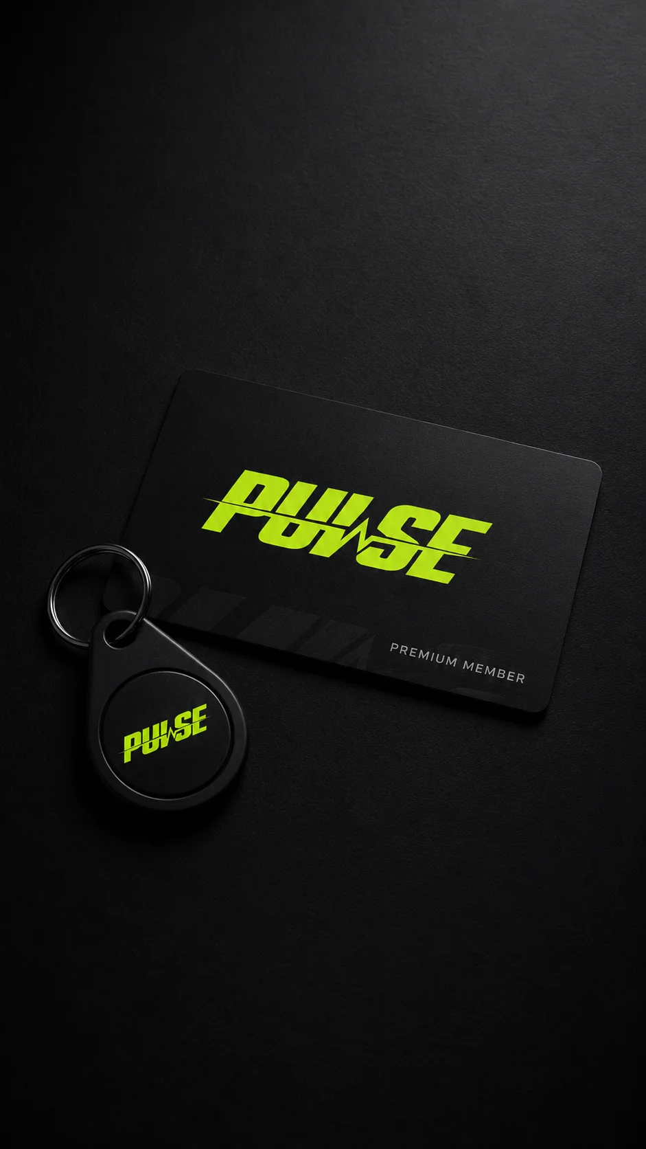 Pulse key tag and card mockup generated with Logofai