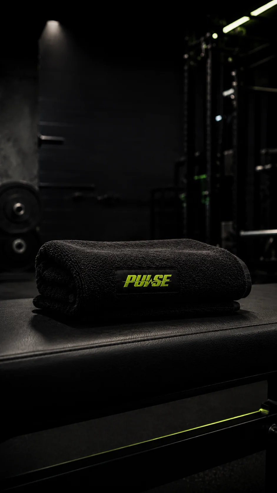 Pulse gym towel mockup generated with Logofai