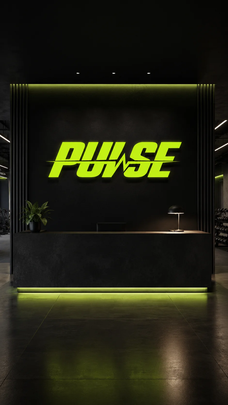 Pulse front desk mockup generated with Logofai